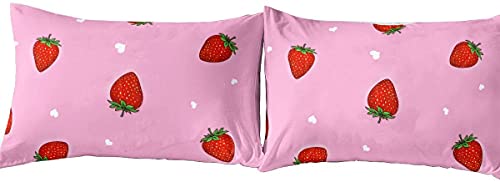 Loussiesd - Pack of 2 Soft Microfiber Pillow Cases with Strawberry Kawaii 20" x 30", Multicolored 03, 50*75cm*2