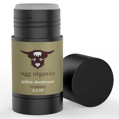 Image of Natural Tallow Deodorant, Pit Happens (Citrus-Mint) 2.5 oz | Premium Ingredients, Aluminum-Free, Long-Lasting Odor Protection, From Grass-Fed Suet, No Synthetic Fragrance, Made in USA