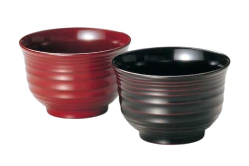 J-kitchens お椀 日本製 彩波 睦美椀 朱?・溜内黒 (2客) 11cm 漆塗り 手塗り その壱