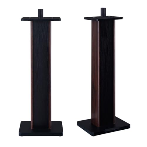 Wood Grain Studio Monitor Stojaki na głośniki – para stojaków na głośniki do kina domowego, redukcja szumów, konstrukcja wypełniona piaskiem (32 x 28 x 65 cm)