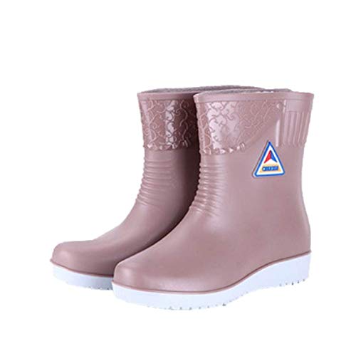 CCSDR Women's Rain Boots Flats Non-Slip Round Toe Athletic Waterproof Galoshes Rain Shoes Khaki