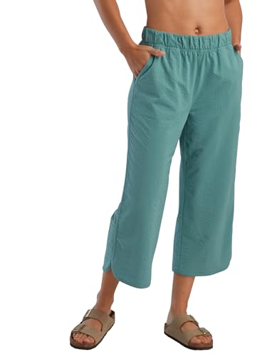 Title Nine Slaycation Wide Leg Women’s Summer Pants – Quick Dry, UPF 50, Tech Seersucker with Pockets for Travel or Beach