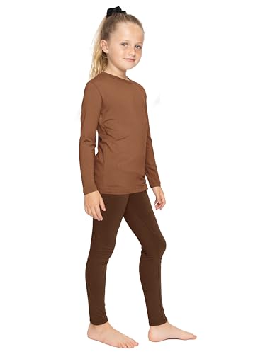 Image of STRETCH IS COMFORT Girls 2 Piece Hoodie Short Sleeve Long Sleeve Crew Neck Top and Leggings Set Kids Thermals Underwear Set