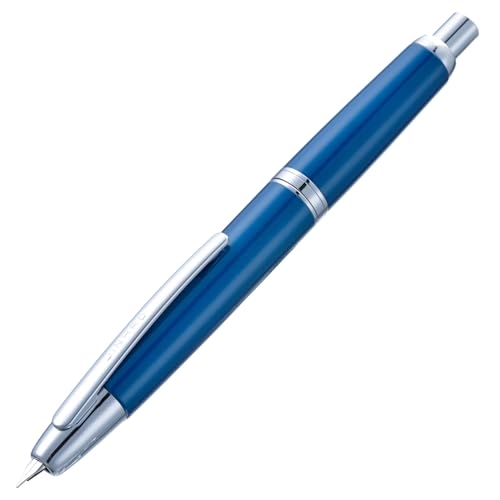 Image of Jinhao 10 Press Fountain Pen with Box, Pearl Blue Retractable Extra Fine Nib with Ink Converter Set (Silver Clip)