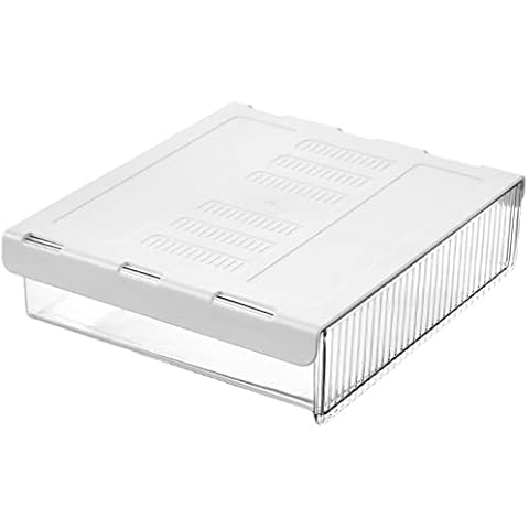 MAORUO Under Desk Storage Case, Self-Adhesive Hidden Small Desk Drawer for Office Kitchen School Dormitory Cabinet Desktop (Transparent, 33cm*23cm*8cm) Cover
