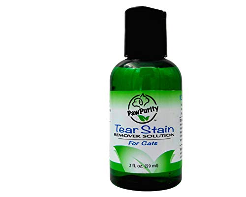 PawPurity Tear Stain Remover Solution for Cats | 100% Natural, Approved by Vets & Groomers | Contains Colloidal Silver | Removes Tear Stains on Cats, Kittens Persians & Exotics | Made in USA (2 OZ)