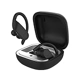 TWS Wireless Bluetooth 5.0 Earphones, Sports Bass Stereo Ear-Hook Earbuds with Microphone, HD Call Low Latency 30H Play Time with Charging Case,Black