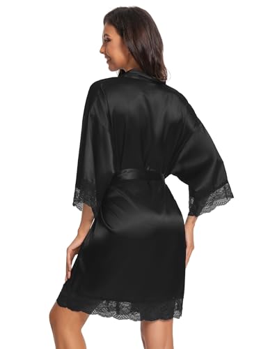 Women's Satin Robe Silk Robe Lace Bridal Robes for Bride Bridesmaid Robes Silky Bathrobe Getting Ready Sleepwear4