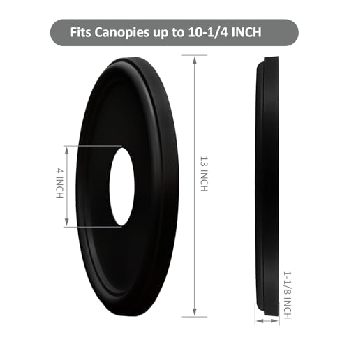 Image of Molded Nylon Ceiling Medallion for Light Fixtures and Ceiling Fans Black 13 inchOD x 4 inchID x 1-1 /8 inchP (Fits Canopies up to 10-1 /2 inch)