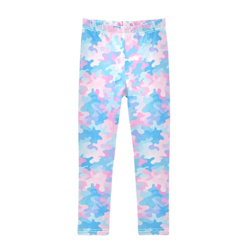 KLL Camouflage Pattern Trendy Style Little Girls Cotton Pants Comfortable High Waisted Leg Yoga Pants Running