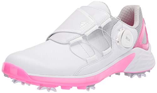 adidas womens Golf Shoe, White/Silver/Screaming Pink, 6 US