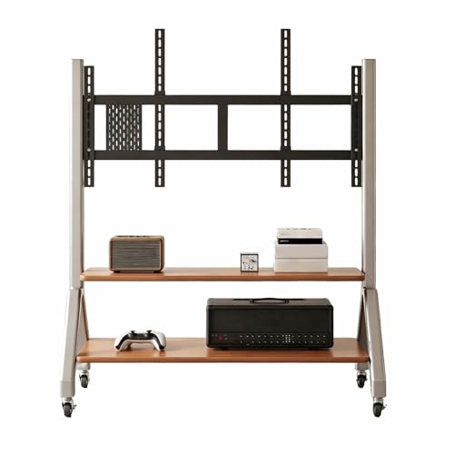 Soporte TV con Ruedas para Televisores de 43 a 75 Pulgadas, Soporte TV Pie con 2 Estantes,Inclinación & Altura Ajustable hasta 80KG,para Salón, Sala de reuniones, Dormitorio