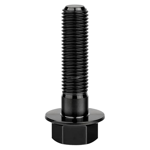 Image of Ti Screws M10 x 20 25 30 35 40 45 50 55 60 65 70 75 80 90 100mm 1.25 Pitch Titanium Flange Hex Bolt Pack of 4 (Black, M10x40mm)