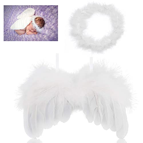 Hifot recien nacido fotografia kit, Bebe plumas ángel alas con diadema set, bebe fotografía Accesorios prop disfraz (Púrpura)