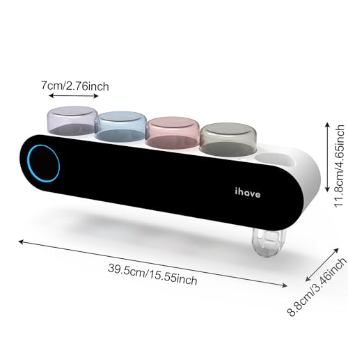 Image of iHave Toothbrush Holders for Bathrooms, UV Toothbrush Sanitizer and Holder Smart Home Bathroom Accessories, 4 Cups Electric Toothbrush Holder Wall Mounted with Toothpaste Dispenser Bathroom Decor