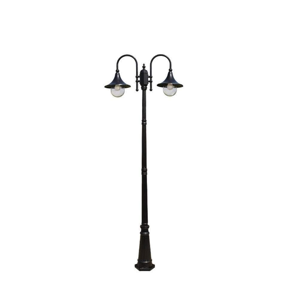 QUSYZD Lamp Post Lights Outdoor,2-Light 2.6/2.9M Vintage Garden Street Lamp Ip54 Waterproof Rainproof Outdoor Landscape Column Light E27 Black Aluminum Metal Pillar,