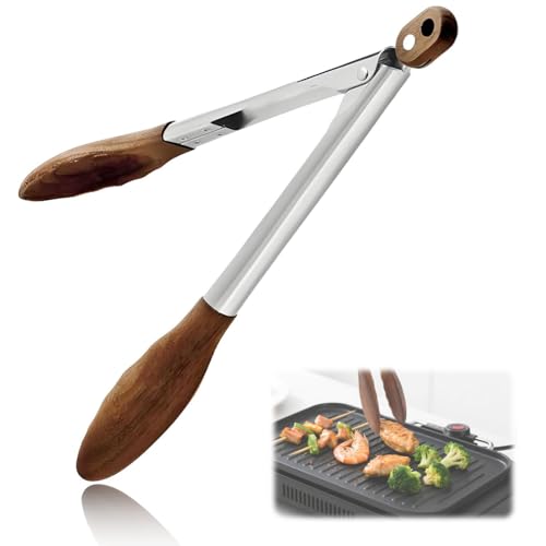 Kitchen Zangen zum Kochen mit Walnussholz Holzspitzen - Holzzangen ideal für BBQ Salat Toaster Brot & Gurken - Hergestellt aus natürlichem Walnussholz Größe 12 Zoll