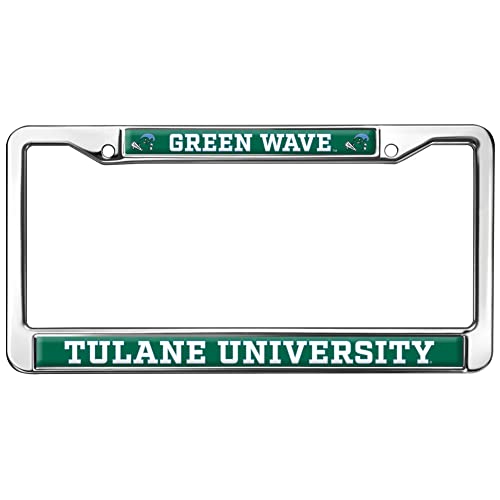 Tulane University Green Wave Logo Full Size Standard License Plate Metal Frame