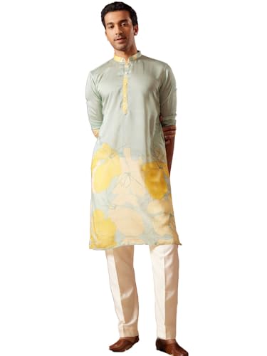 Kurta pyjama multicolore en coton mélangé floral pour homme VASTRAMAY