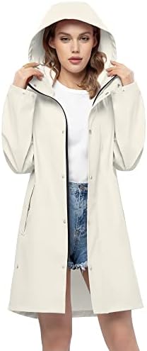 UNIQUEBELLA Raincoat for Women Waterproof Jacket Outdoor Ladies Lightweight Trench Coat