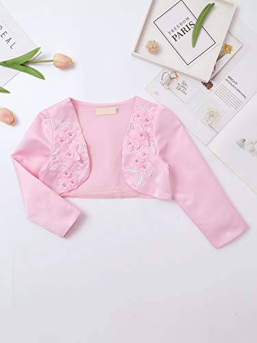 CHICTRY Kids Girls Long Sleeve 3D Flower Bolero Shrug Cardigan for Wedding Birthday Party Dresses4