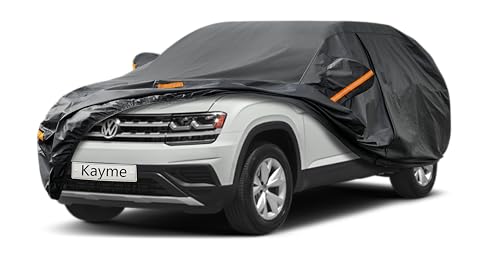 Image of Kayme 7 Layer SUV Car Cover Custom Fit for Volkswagen VW Atlas (2017-2025) Waterproof All Weather for Automobiles, Outdoor Full Cover Sun Rain UV Protection.Black