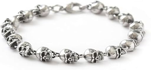 Hanary Pulsera de acero inoxidable con cuentas de calavera para hombres y mujeres, gótico, punk, rock, motociclista, regalo de joyería | Ya disponible en tu tienda friki favorita! En mundofriki.es!