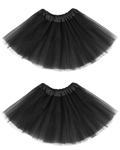 Century Star Black Tutu for Toddler Girls Tulle Ballet Skirts Princess Tutus for Baby Kids Infant 4 Layers Halloween Christmas Dress up Birthday Party Festival 2-8 Years 2 Pack
