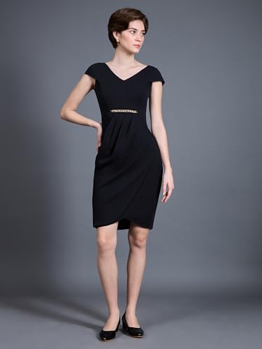 Image of Miss Chase Women's Sleeveless Collared Bodycon Above-Knee Polyester Dress
