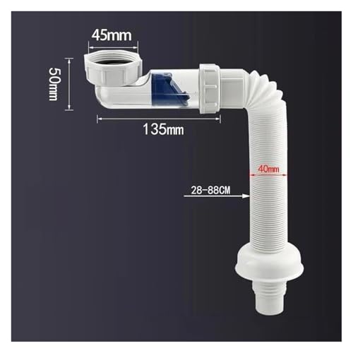 Siphon flexible de cuisine : tuyau de vidange d'évier extensible pour optimiser vos placards