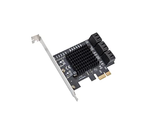 IO CREST 6 Port SATA III to PCIe 3.0 x1 Non-RAID Expansion Card JMB575 JMB582 Low Profile Bracket (SY-PEX40166)