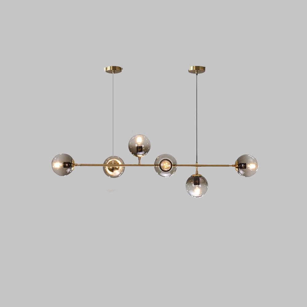 KXEcoLife Modern 6-Light Glass Globe Pendant Lamp, E27 Chandelier, Adjustable Nordic Ceiling Lighting for Kitchen Island, Home Decor, Elegant Hanging Fixtures