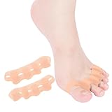 HLOES 2PCS Toe Spacers for Women and Men, Toe Separators for Pedicure, Bunion Corrector, Hammer Toe Straightener, Plantar Fasciitis, Toe Spreaders for Foot Pain Relief and Foot Health. (1, Beige)