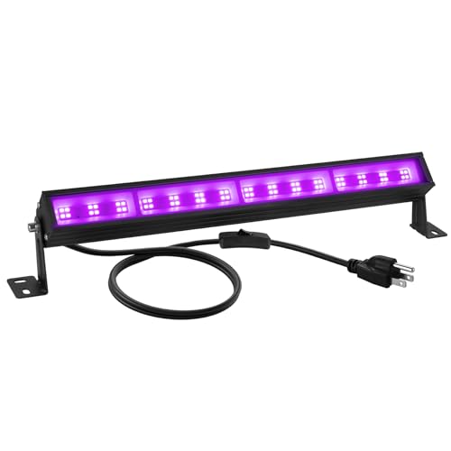 Image of 38W LED Black Light Bar Blacklight Bars with Plug and Switch Light Up 22x22ft Area for Glow Party Halloween Parties Bedroom Decorations Stage Lighting -1pack