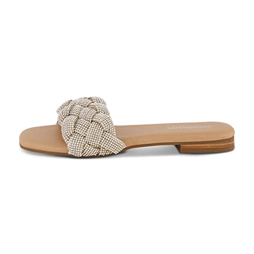 CUSHIONAIRE Women's Fisk woven rhinestone slide sandal +Memory Foam, Wide Widths Available2