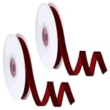 Cinta de terciopelo rojo oscuro, 9 m lazos decorativos navideños de 20 mm de ancho, cinta de terciopelo para regalos de boda, decoración navideña, envoltorio de ramos de San Valentín