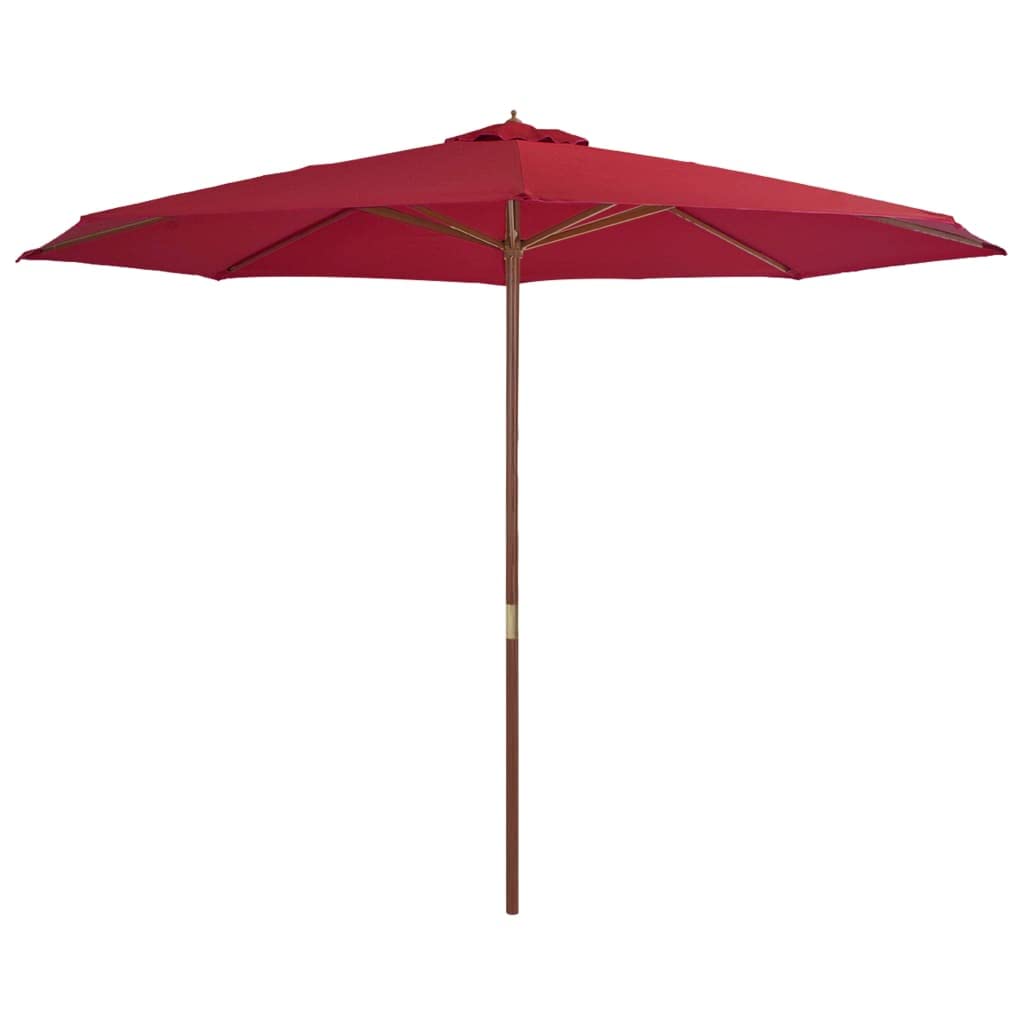 vidaXL Garden Parasol with Wooden Pole, Outdoor Umbrella for Balcony Terrace, Sunshade for Table, Patio Canopy, UV Protection Sun Shelter, Burgundy