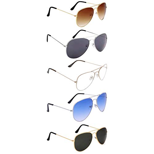 Image of Unisex Adult Aviator Sunglasses (Pack of 5)