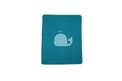 David Fussenegger Babydecke blau mit Wal Motiv aus Baumwolle 70x90 cm flauschig weich Cover