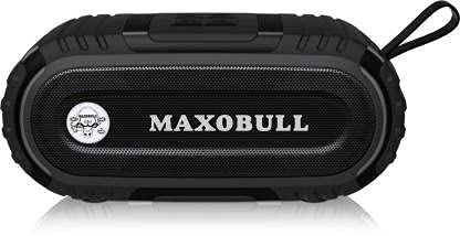 Image of MAXOBULL Storm 2412 Bluetooth Portable Speaker Stereo Bass Sturdy Buttons, Supports SD and USB, TWS Connect, Water Resistant, Up to 8 Hours Playtime, Built-in FM Radio, Hands Free Calling (Black)