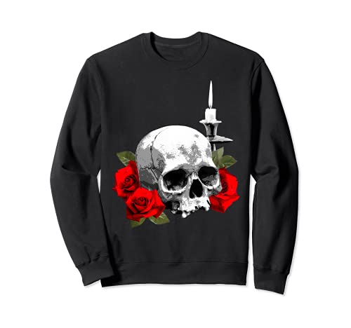 Skull, Roses and Candle Sweatshirt, Black