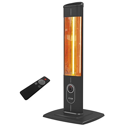 ICQN 2300 Watt Stand Heizstrahler | 4 Heizstufen mit Fernbedienung | Kohlenstoff Infrarotstrahler für Innen- & Außenbereich | Terrassenstrahler | Digitalanzeige (Standard 2300W)