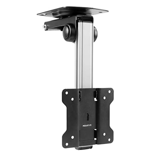 Mount-It! Under Cabinet TV Mount | Folding Ceiling Television Mount Bracket with 90 Degree Retractable Arm | Swivel and Fold Down Compatible with VESA 100x100 mm
