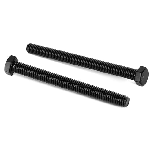 4 PCS M10 x 120mm Hex Head Screw Bolt, Stainless Hex Bolts, Full Thread, 18-8 Stainless Steel (304), Black Coating