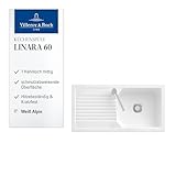 Villeroy & Boch Linara 60 Küchenspüle, Spülbecken mit einem Hahnloch, Spüle inkl. Ablaufgarnitur mit Handbetätigung, Einbauspüle aus TitanCeram, 1000 x 510 mm, Weiß Alpin CeramicPlus