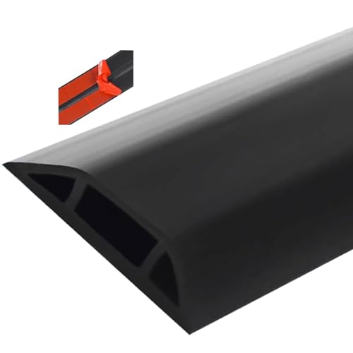 Canaleta para cables de efecto madera, semicircular, con adhesivo autoadhesivo y pintable, para ocultar cables / Negro - 20 mm (79/100 pulgadas) y 40 mm (1 57/100 pulgadas) miniatura 1