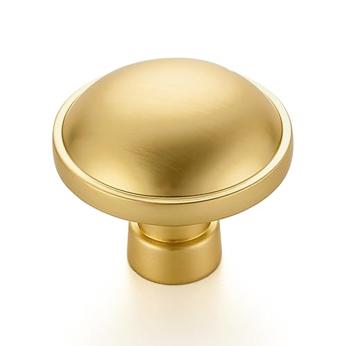 Image of Ravinte 15 Pack 1-1 /4 Inch Diameter Kitchen Cabinet Knobs Brushed Gold Dresser Knobs Round Solid Cabinet Drawer Pulls for Kitchen Cupboard Hardware