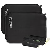 ATEPA Inflatable Stadium Seat Cushion, Self-Inflating Memory Foam Stadium Seats Bleacher Seat Chair Cushion Pad for Airplane Travel Backpacking Sports Events, Black 2Pack