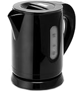 [プラス30日延長保証カード付]イトウ 電気ケトル コンパクトケトル 小型 0.8L 800W 自動電源OFF 空焚き防止 軽量 ブラック 黒