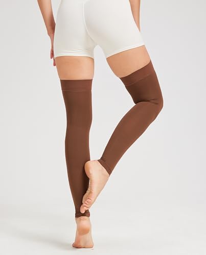 Image of NURCOM 15-20 mmHg Compression Stockings for Women & Men, Footless Thigh High Compression Sleeves with Dot Silicone Band, Graduated Support Pressure Stockings-Ideal for Athletic, Medical, Travel Use